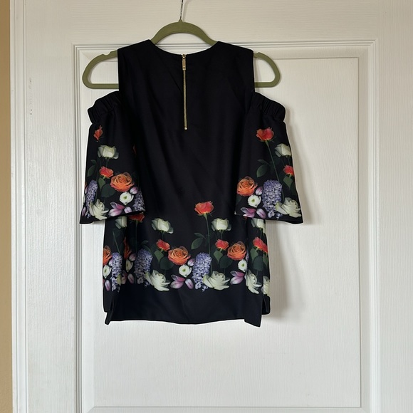 Ted Baker AMARGA KENSINGTON CUT OUT SHOULDER TOP IN BLACK - Picture 9 of 9